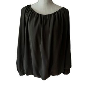 Perfectly Priscilla Top Womens 3X Brown Crepe Blouse Minimalist Chic Soft Girl